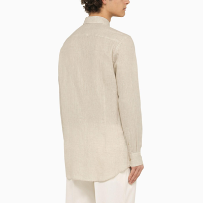 Shop Etro Ivory Linen Shirt In Pergamena