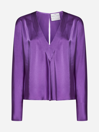 Shop Forte Forte Silk Satin Blouse In Cocktail