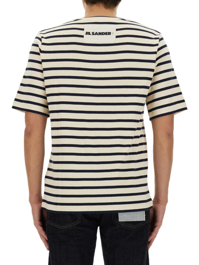 Shop Jil Sander Striped T-shirt In Bianco Nero