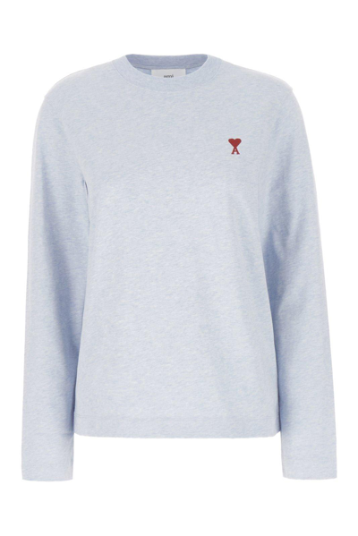 Shop Ami Alexandre Mattiussi Paris Logo Embroidered Crewneck Sweatshirt In Blue