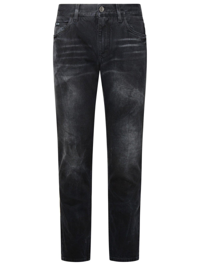 Shop Dolce & Gabbana Logo Plaque Straight-leg Jeans In Black
