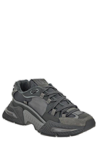 Shop Dolce & Gabbana Airmaster Logo Embossed Panelled Sneakers In Grey