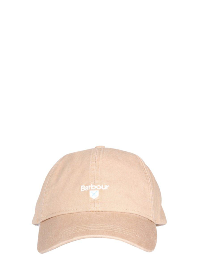 Shop Barbour Logo Embroidered Baseball Cap In Stone
