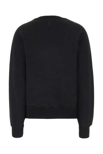 Shop Ami Alexandre Mattiussi Logo Detailed Crewneck Sweatshirt In Noir