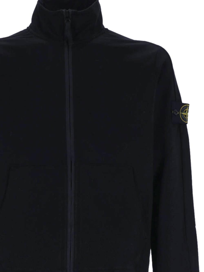 Shop Stone Island High-neck Zip Up Jacket In Navy Blu