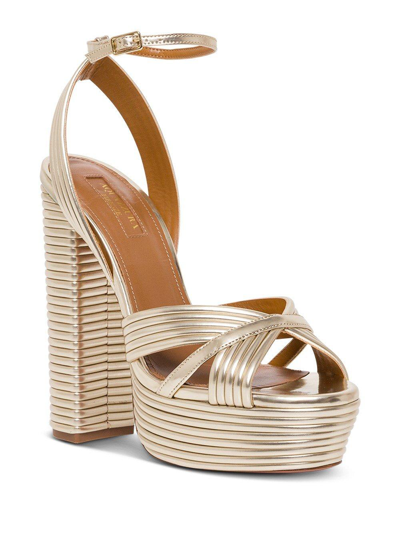 Shop Aquazzura Sundance Platform Heeled Sandals In Oro