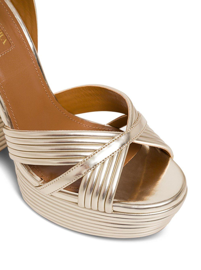 Shop Aquazzura Sundance Platform Heeled Sandals In Oro