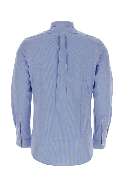 Shop Polo Ralph Lauren Embroidered Stretch Poplin Shirt In Blue/white