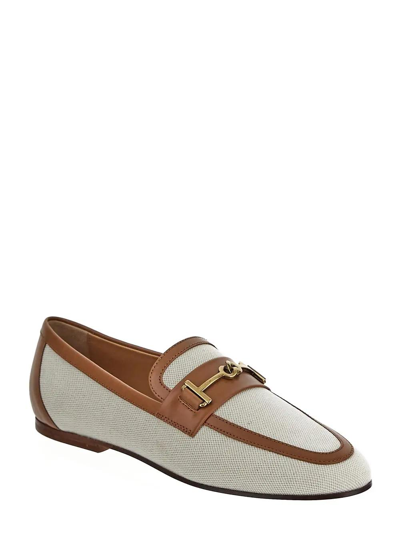 Shop Tod's Fabric And Leather Loafers Tods