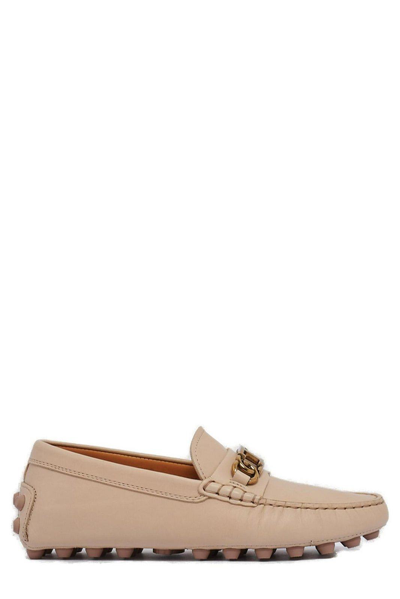 Shop Tod's Logo Plaque Slip-on Loafers Tods In Natural