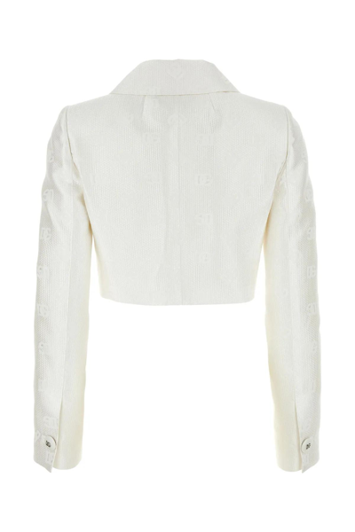 Shop Dolce & Gabbana White Jacquard Blazer