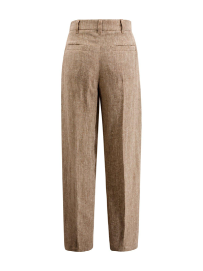 Shop Brunello Cucinelli Tapered Leg Trousers In Brown