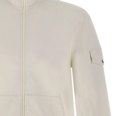 Shop Woolrich Long-sleeved Zip-up Sweatshirt  In White