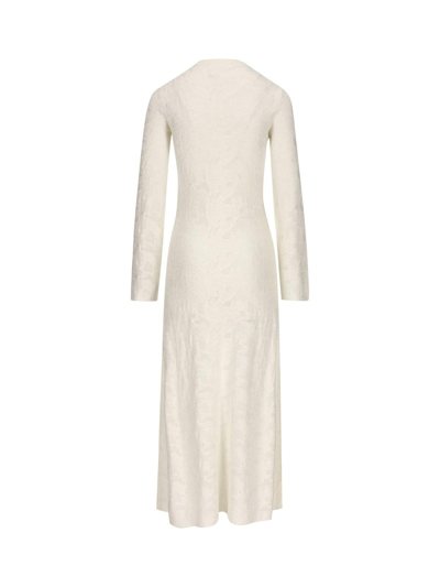 Shop Chloé Long-sleeved Knitted Midi Dress In White