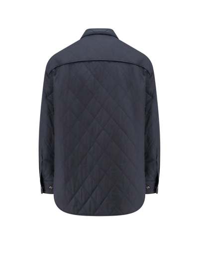 Shop Valentino Stud Detailed Zip-up Jacket In Blue