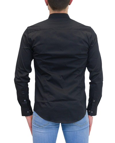 Shop Giorgio Armani Logo-embroidered Buttoned Shirt  In Black