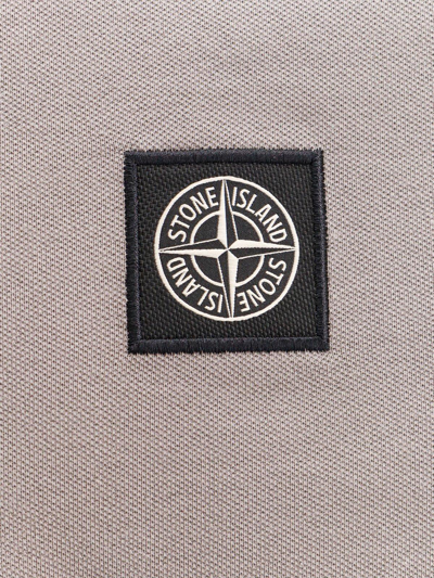 Shop Stone Island Logo Patch Short-sleeved Polo Shirt In Grey