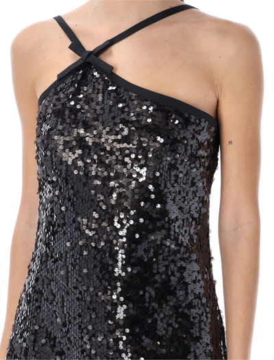 Shop Msgm Sequin-embellished Sleeveless Tulle Mini Dress