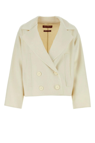 Shop Max Mara Ivory Wool Blend Celso Blazer  Studio In Butter