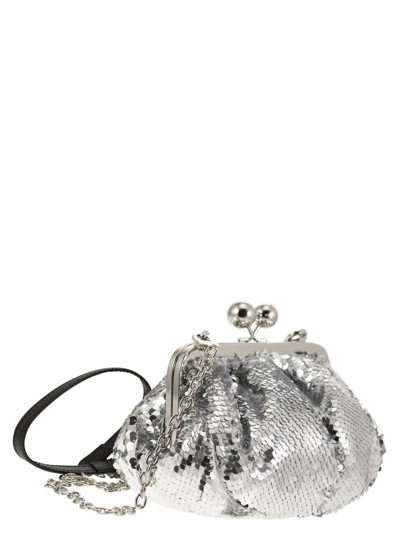 Shop Weekend Max Mara Embellished Chained Clutch Bag  In Silver