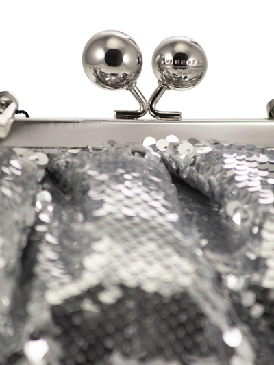 Shop Weekend Max Mara Embellished Chained Clutch Bag  In Silver