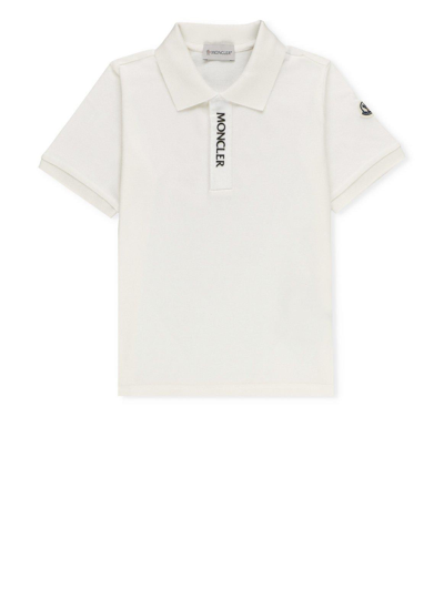 Shop Moncler Logo Detailed Short Sleeved Polo Shirt In White