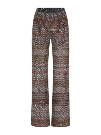 Shop Missoni Sequin Embellished Flared Knitted Trousers In Multicolor
