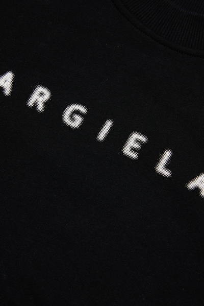 Shop Mm6 Maison Margiela Logo Printed Cropped Sweatshirt In Black