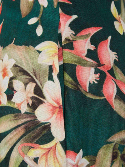 Shop Zimmermann Lexi Tie Floral Printed Mini Dress In Verde