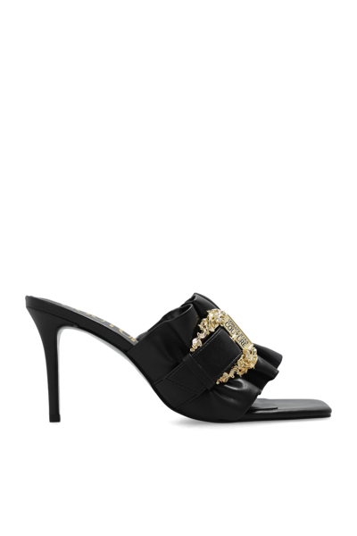 Shop Versace Jeans Couture Embellished Mules In Black