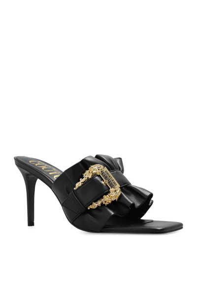 Shop Versace Jeans Couture Embellished Mules In Black
