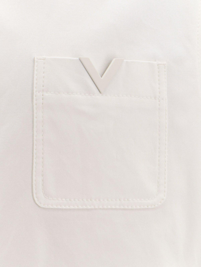 Shop Valentino Logo Plaque Long-sleeved Shirt Jacket In Avorio