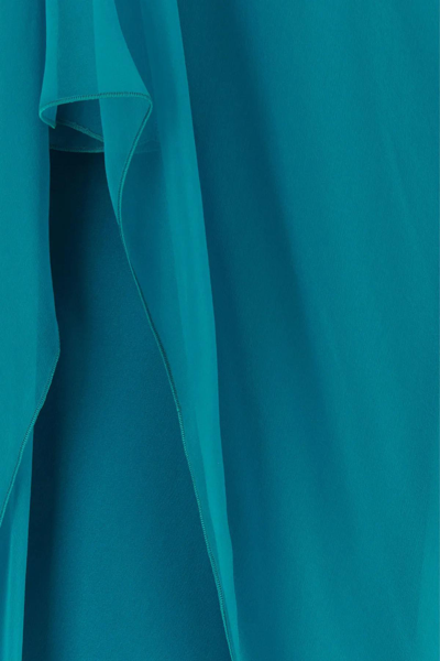 Shop Alberta Ferretti Teal Green Silk Dress