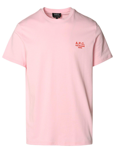 Shop Apc Logo Printed Crewneck T-shirt In Pink