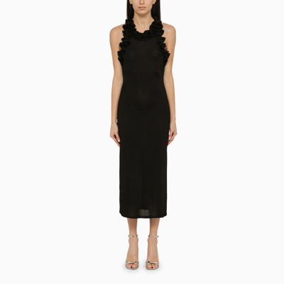 Shop Zimmermann Black Viscose Midi Dress With Ruffles