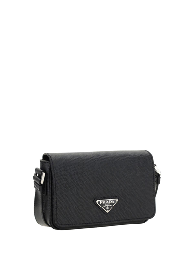 Shop Prada Saffiano Triangle Logo Foldover Top Shoulder Bag