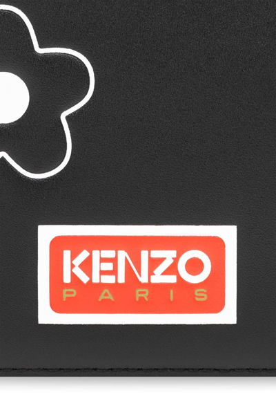 Shop Kenzo Logo Patch Zipped Wallet In Noir