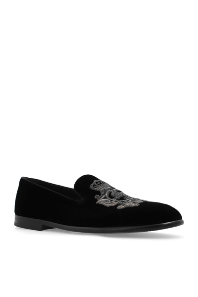 Shop Dolce & Gabbana Velvet Loafers In Black