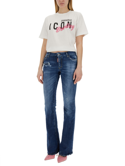 Shop Dsquared2 T-shirt With Logo In Bianco