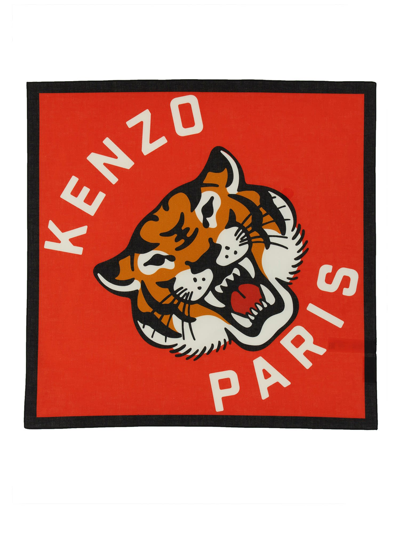 Shop Kenzo Logo Scarf In Rosso