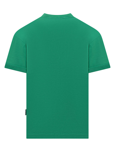 Shop Palm Angels T-shirt With The Palm Logo In Green-off White