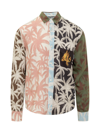 Shop Palm Angels Patchwork Palm Shirt In Multicolor