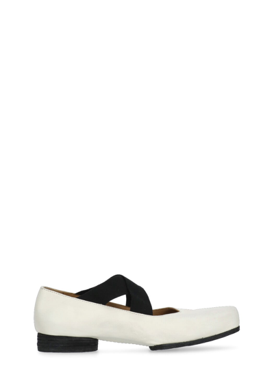 Shop Uma Wang Leather Ballet Shoes In Ivory