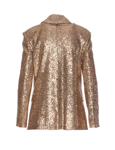 Shop Patrizia Pepe Sequined Blazer In Golden