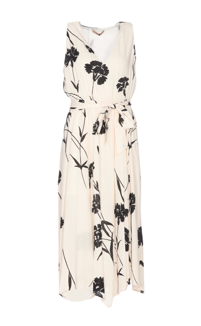 Shop Twinset Floral Print Dress In White