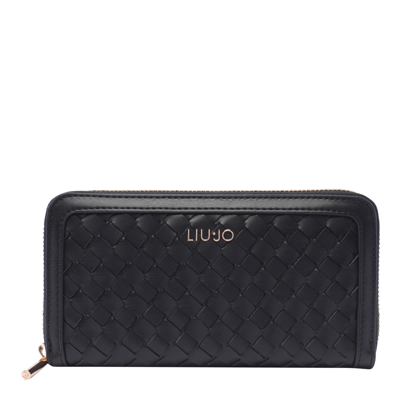 Shop Liu •jo Xl Logo Wallet In Black