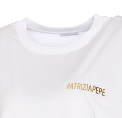 Shop Patrizia Pepe Logo T-shirt With Studs In White