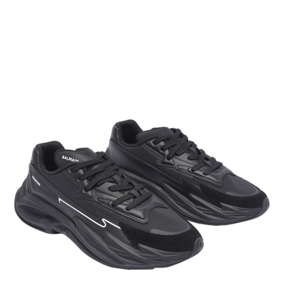 Shop Balmain Run-low Sneakers In Black