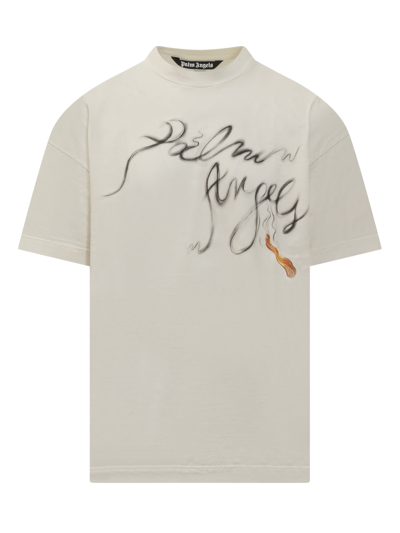 Shop Palm Angels Foggy Pa T-shirt In Off White Black