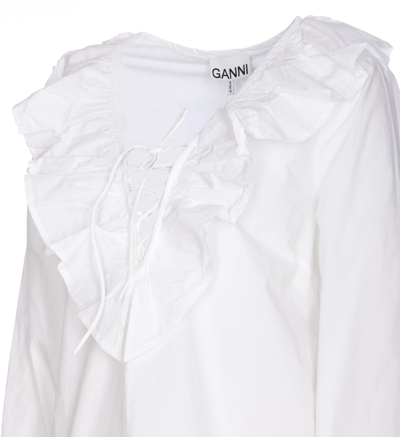 Shop Ganni Ruffled Blouse In White